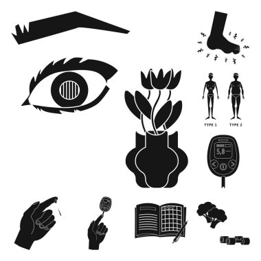 Sağlık ve tıp işareti izole nesne. Sağlık ve diyabet stok vektör illüstrasyon koleksiyonu.