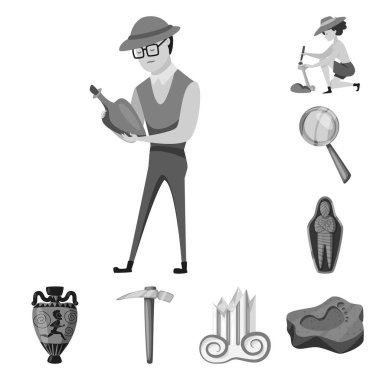 Hikaye ve keşif logosuizole nesne. Hikaye ve öğelerstok vektör illüstrasyon koleksiyonu.