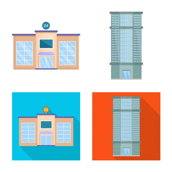 Ilustração vetorial do logotipo municipal e central. Coleção de ícone de vetor municipal e imobiliário para estoque . —  Vetores de Stock