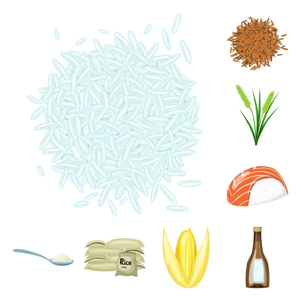 Векторная иллюстрация продуктов питания и органического логотипа. Комплект пищевых и сельскохозяйственных векторных значков для склада . — стоковый вектор