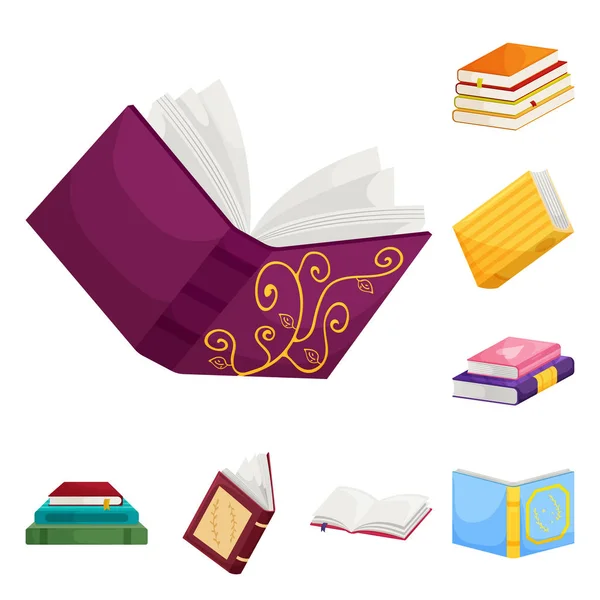 Vektor-Design von Bibliothek und Buchhandlung Symbol. Satz von Bibliotheks- und Literaturaktiensymbolen für das Web. — Stockvektor