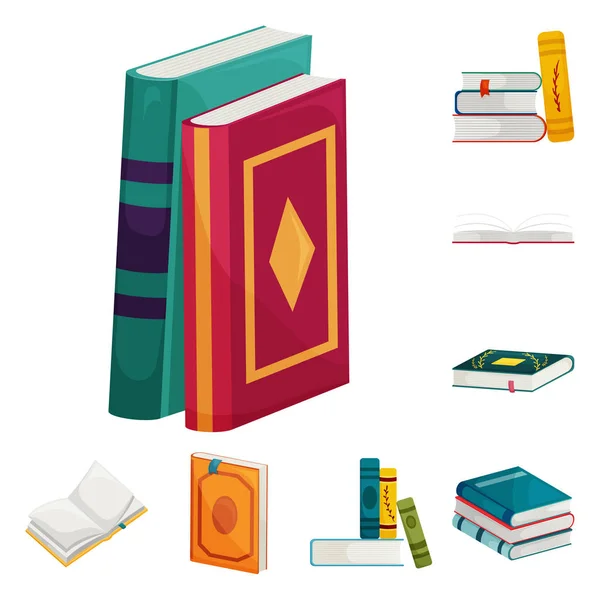 Vector illustration of library and bookstore  sign. Collection of library and literature  stock symbol for web. — Stock Vector