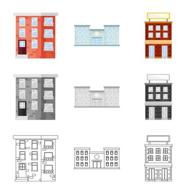 Belediye izole nesnesini ve merkezi logosu. Emlak hisse senedi vektör çizim ve Belediye kümesi.