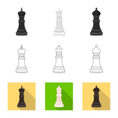 Şah mat ve ince ikon vektör çizim. Şah mat ve hedef hisse senedi vektör çizim seti.