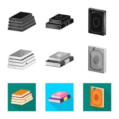 Eğitim ve kapak simge vektör tasarımı. Eğitim ve hisse senedi için kitapçı vektör simge kümesi.