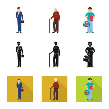 Karakter ve avatar logo vektör Illustration. Karakter ve portre hisse senedi simgesi için web topluluğu.