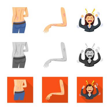 Tıp vektör çizim ve ağrı sembolü. Sağlık ve hastalık hisse senedi simgesi için web topluluğu.