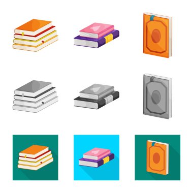 Eğitim ve kapak logosu yalıtılmış nesne. Eğitim ve kitabevi hisse senedi vektör çizim koleksiyonu.