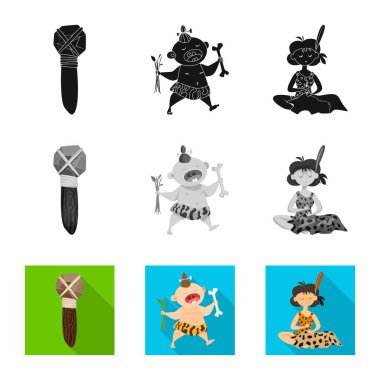 Evrim ve tarih öncesi logo vektör tasarımı. Hisse senedi için evrim ve geliştirme vektör simge kümesi.