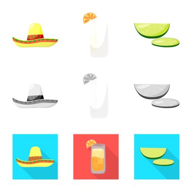 Kafe ve Latin sembolü yalıtılmış nesne. Kafe ve hisse senedi için ulusal vektör simge kümesi.