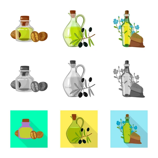 Illustrazione vettoriale del logo sano e vegetale. Raccolta di illustrazioni vettoriali di stock sani e agricoli . — Vettoriale Stock