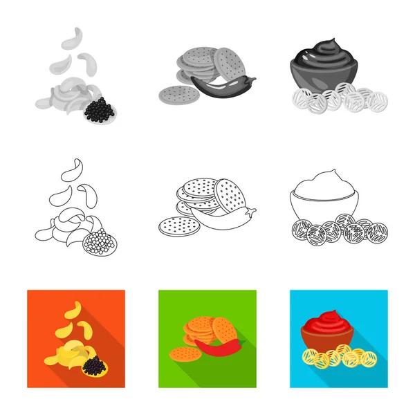 Illustrazione vettoriale del gusto e del logo della stagionina. Set di gusto e icona vettoriale organica per magazzino . — Vettoriale Stock