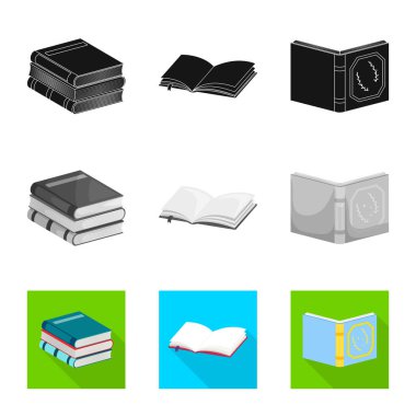 Eğitim ve kapak simge vektör tasarımı. Eğitim ve hisse senedi için kitapçı vektör simge koleksiyonu.
