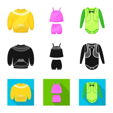 Moda ve giysi logo yalıtılmış nesne. Hisse senedi için moda ve pamuk vektör simge topluluğu.