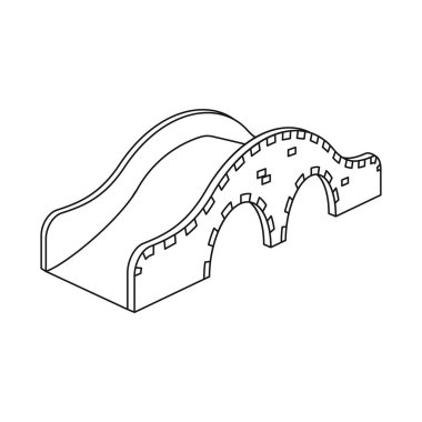 Köprü ve yaya sembolü vektör illüstrasyon. Web için köprü ve kemer stok sembolü koleksiyonu.