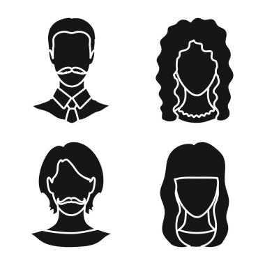 Karakter ve profil logo vektör tasarımı. Karakter ve web için kukla hisse senedi simgesi toplama.