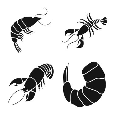 Et ve incelik logosu vektör illüstrasyon. Web için et ve yengeç stok sembolü seti.