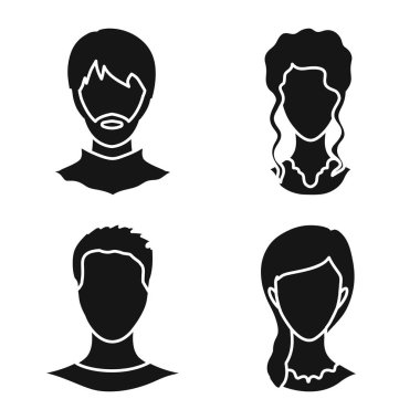 Karakter ve profil logo vektör tasarımı. Karakter ve kukla hisse senedi vektör çizim koleksiyonu.