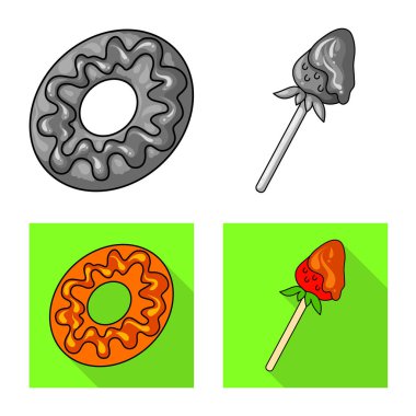 Şekerlemeler ve mutfak simge vektör tasarımı. Şekerlemeler ve ürün stok vektör çizim koleksiyonu.