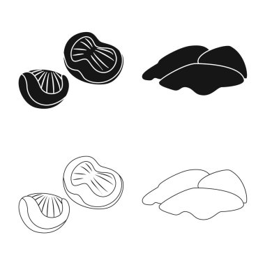 Ürün ve kümes hayvanları simge vektör tasarımı. Ürün ve tarım hisse senedi vektör çizim seti.