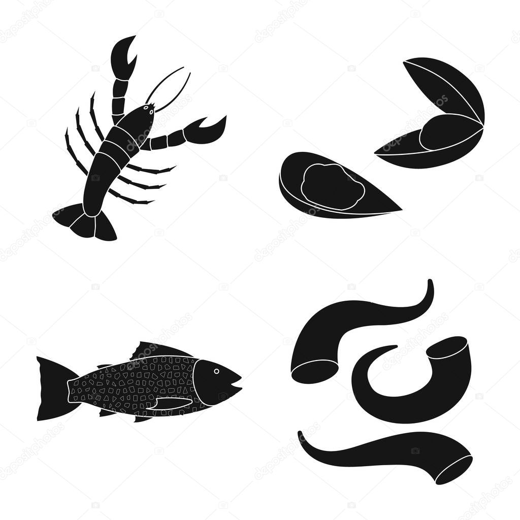 Isolated object of market and marine  icon. Collection of market and sea stock symbol for web.