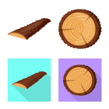 Yalıtılmış nesne ağacı ve ham sembol. Web için ağaç ve inşaat hisse senedi simgesi kümesi.