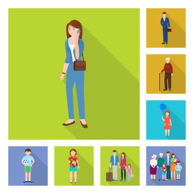 Neslin izole nesnesi ve mutlu işaret. Nesil ve avatar stok vektör illüstrasyon koleksiyonu.