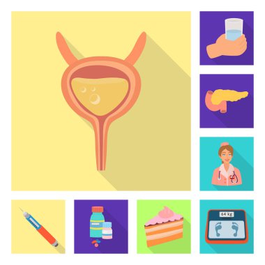 Belirti ve hastalık sembolü vektör tasarımı. Web için belirti ve tedavi stok sembolü kümesi.