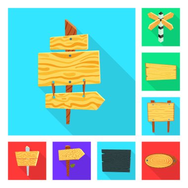 Ham ve ahşap sembolün vektör illüstrasyonu. Ham ve orman stok vektör illüstrasyonunun toplanması.