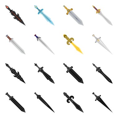 Oyun ve zırh sembolü yalıtılmış nesne. Oyun kümesi ve hisse senedi için bıçak vektör simgesi.