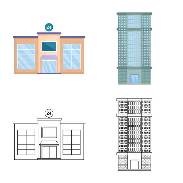 Ilustração vetorial do símbolo municipal e central. Conjunto de ilustração vetorial de ações municipais e imobiliárias . — Vetor de Stock