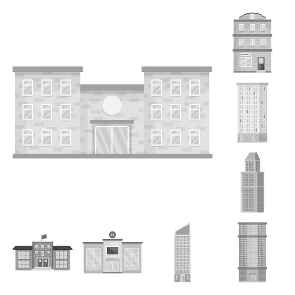 Conception vectorielle de la construction et signe de la ville. Ensemble de construction et icône vectorielle centrale pour stock . — Image vectorielle