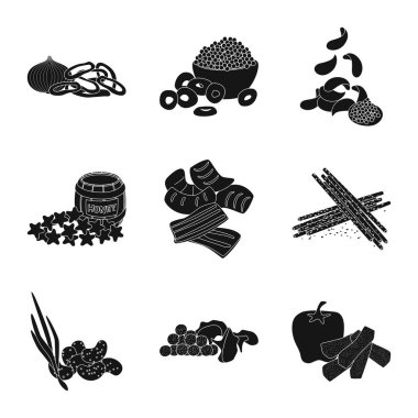 Madde ve organik sembol izole nesne. Malzeme ve ürün stok vektör illüstrasyonunun toplanması.