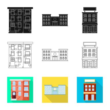 Belediye vektör çizim ve merkezi oturum açın. Belediye kümesi ve hisse senedi için emlak vektör simgesi.