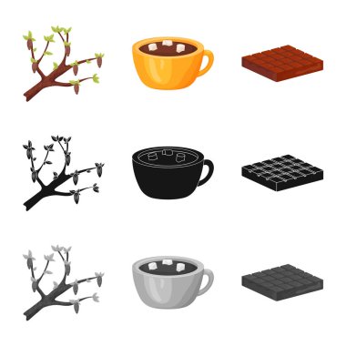 Gıda ve nefis işareti vektör tasarımı. Gıda ve hisse senedi için kahverengi vektör simge kümesi.