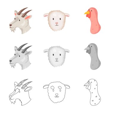 Tarım ve Hayvancılık simge vektör Illustration. Tarım ve hisse senedi için organik vektör simge kümesi.