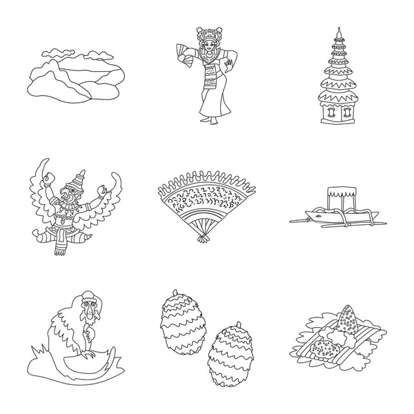 Ilustración vectorial del logotipo balinés y caribeño. Colección de balinés y geografía símbolo de stock para la web . — Vector de stock