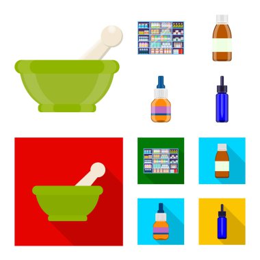 Perakende ve sağlık işareti yalıtılmış nesne. Perakende ve sağlık hisse senedi vektör çizim seti.