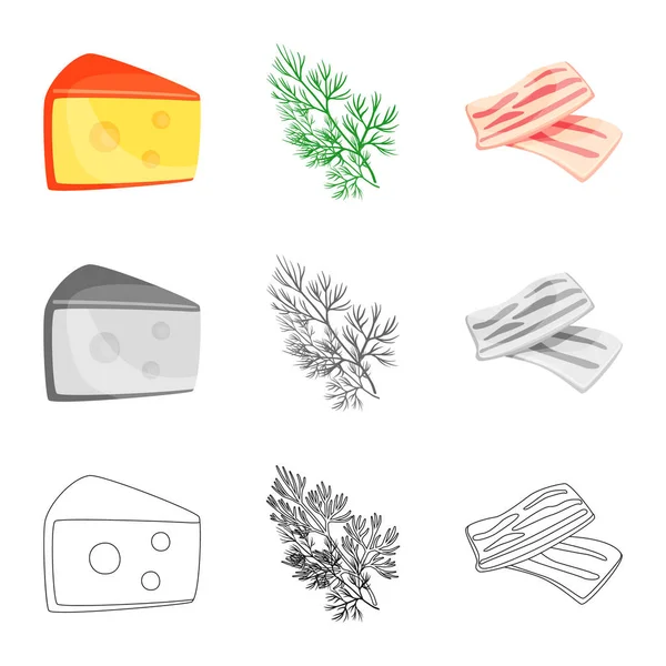 Diseño vectorial de sabor y signo de producto. Set de sabores y caldo de cocina símbolo para web . — Vector de stock