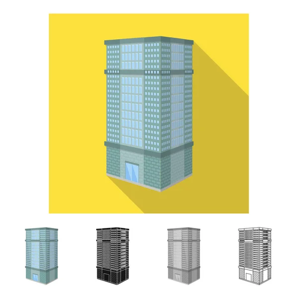 Vektor-Design von Haus und Wolkenkratzer Zeichen. Set von Haus und städtischem Aktiensymbol für Web. — Stockvektor