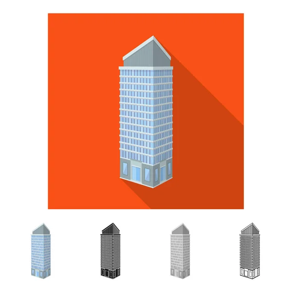 Isoliertes Objekt aus Wolkenkratzer und Büroschild. Wolkenkratzer und Vektor-Symbol für Aktien. — Stockvektor