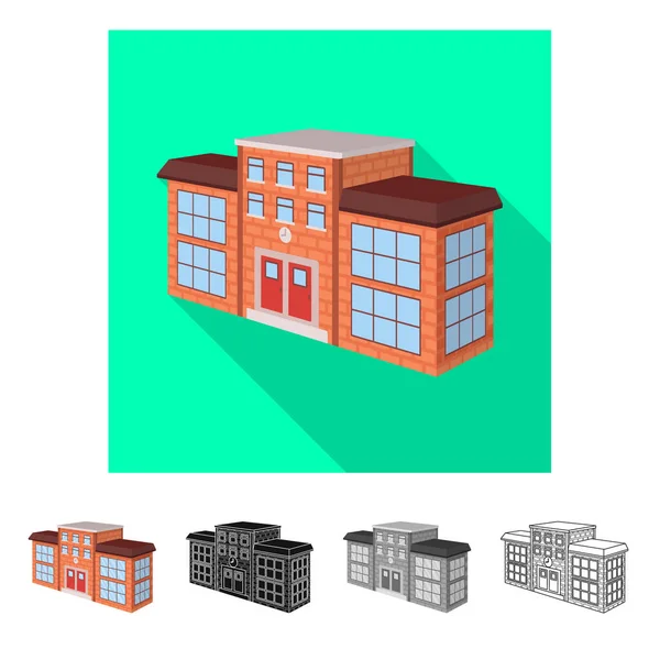 Diseño vectorial del icono de la escuela y la universidad. Colección de ilustración vectorial escuela y edificio . — Vector de stock