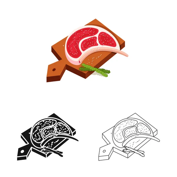 Isolated object of meat and board symbol. Set of meat and restaurant vector icon for stock. — Stock Vector