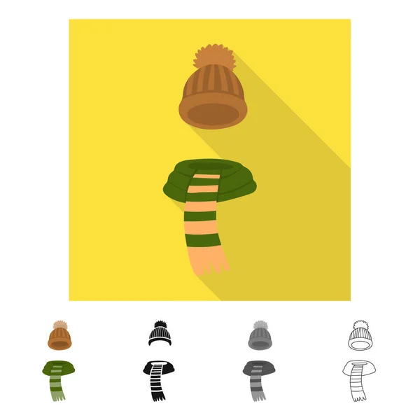 Conception vectorielle de bonnet et écharpe icône. Collection de bonnet et icône vectorielle capuchon pour stock . — Image vectorielle