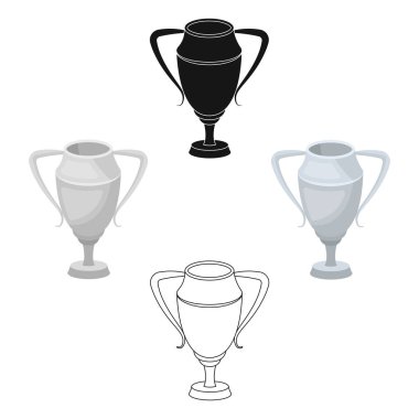 Gümüş Kupa.Ödülü ikincilik için yarışmanın galibi. Ödül ve kupa karikatür tek simge, siyah stil vektör sembolü stok illüstrasyon.