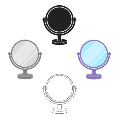 Karikatür ayna simgesi, beyaz arka plan üzerinde izole siyah tarzı. Sembol stok vektör illüstrasyon makyaj.