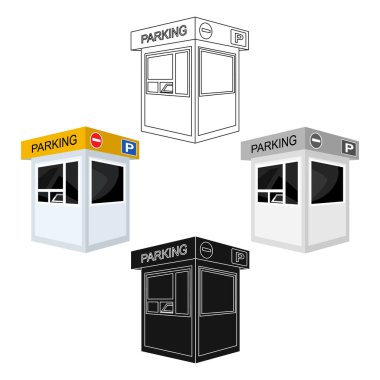 Karikatür park gişesi simgesi, beyaz arka plan üzerinde izole siyah tarzı. Park bölgesi sembolü stok vektör illüstrasyon.