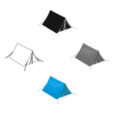 Turist çadırı. Karikatür Çadır tek simge, siyah stil vektör sembolü stok illüstrasyon web.