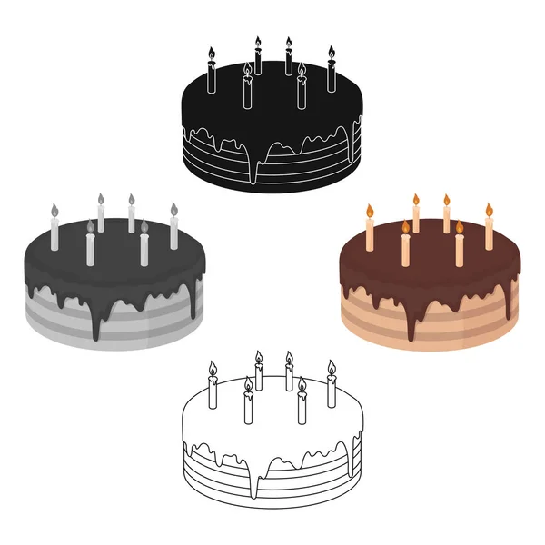 Піктограма шоколадного торта в мультфільмі, чорний стиль ізольований на білому тлі. Торти символ запас Векторні ілюстрації . — стоковий вектор