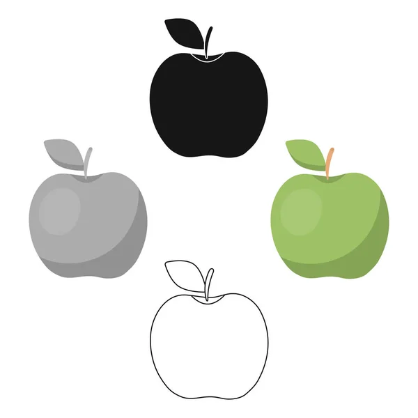 Icono de Apple de dibujos animados, negro. Icono de fruta Singe . — Vector de stock